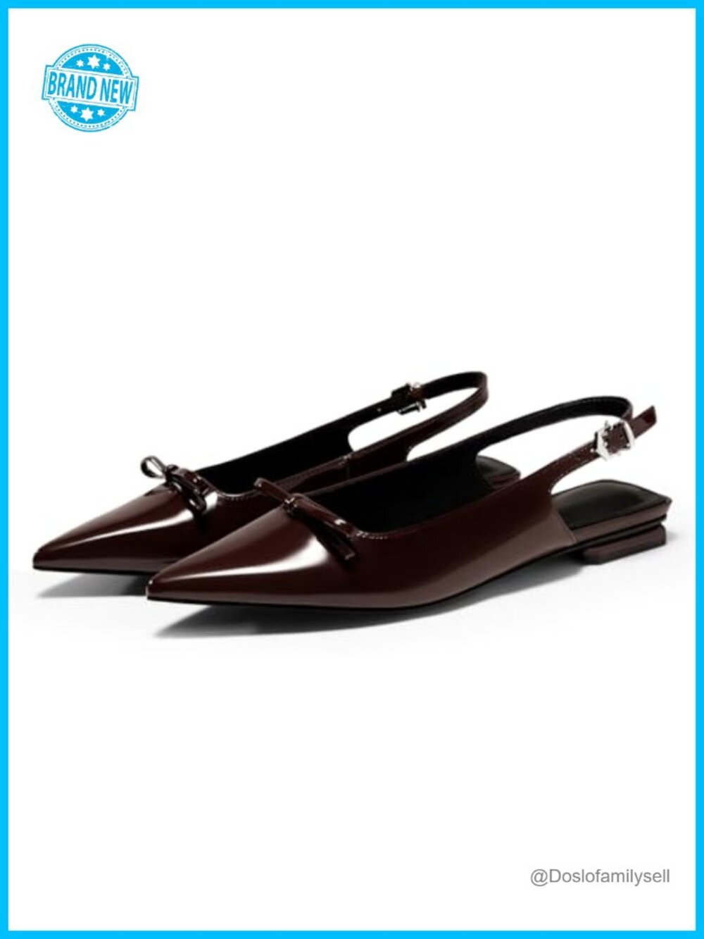 Slingback Flats Pointed Toe Bow Ballet Low Heel Work Shoes